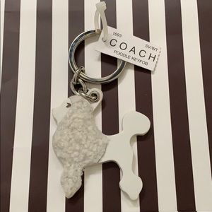 NWT COACH white poodle keyfob / purse charm